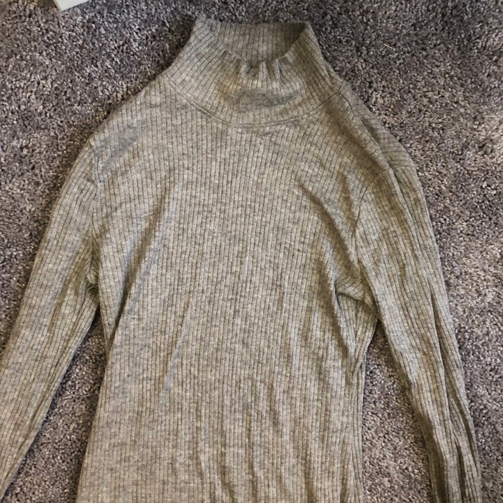 Gray Mock-neck Long Sleeve Mini Dress - Picture 1 of 3